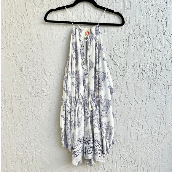 The Jetset Diaries Paisley Slit Sleeve Infinity Romper White/purple Womens Sz XS - Picture 3 of 10